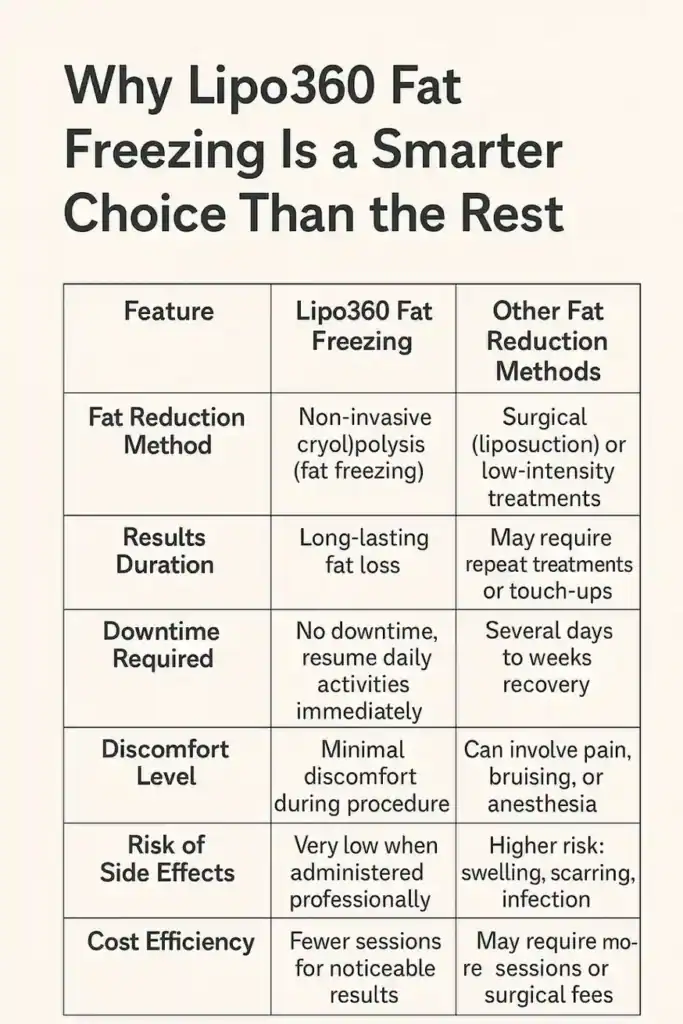 Is it possible to permanently freeze fat cells? 2 Table showing benefits of fat freezing to remove fat cells Calne from Lipo 360