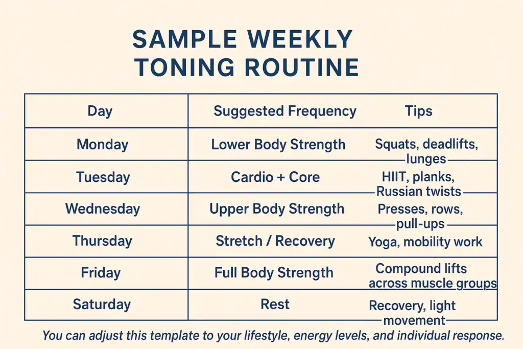 Achieving the Perfect Tone: How Often Should You Exercise for Results? 4 Weekly exercise Calne plan graphic