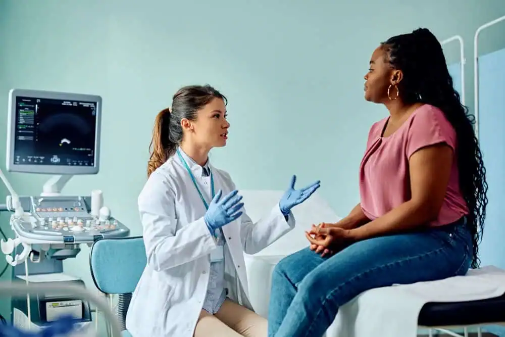Woman have consultation about vaginal laxity Calne