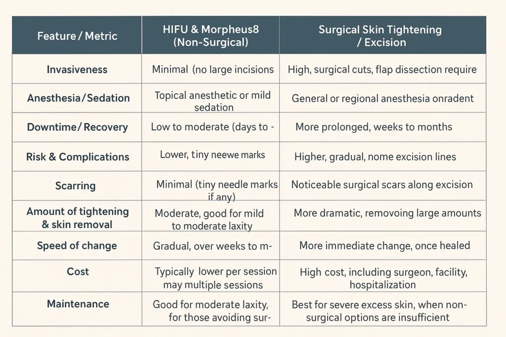 The Science of Skin Tightening 2 Table of skin tightening Calne benefits compared to surgical options